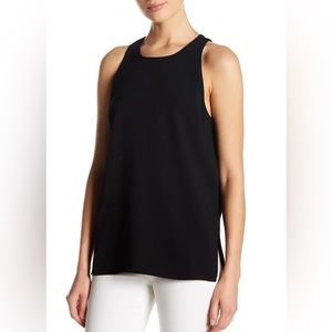 Vince Bonded Laser High Crew Neck Black Keyhole Tank Top Blouse
